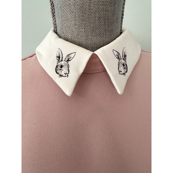 Victoria Beckham x Target Blush Pink Bunny Collared Long Sleeve Dress size Small - Picture 3 of 7
